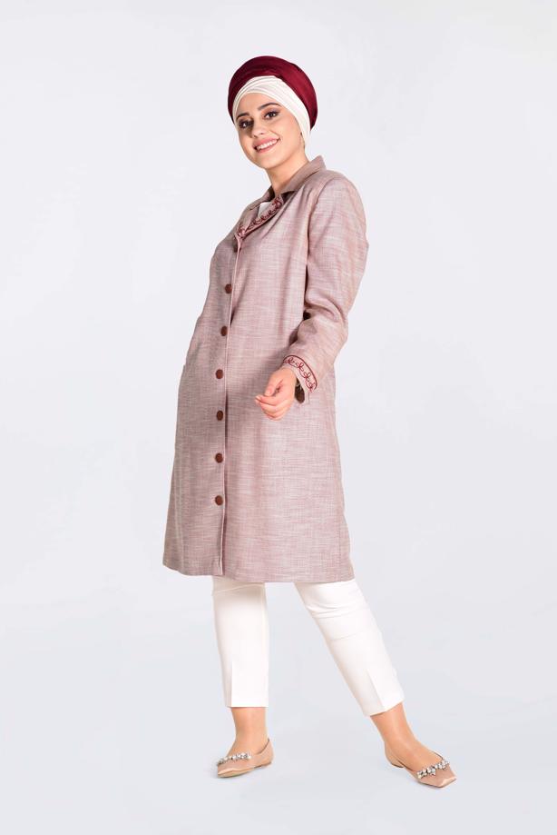 Vêtements hijab TABA TRENCH-COAT À BOUTONS BRODÉS ALVINA 1297 - TRENDTESETTÜR
