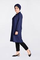 Hijab clothing NAVY BLUE ALVINA EMBROIDERED BUTTONED TRENCH COAT 1297 