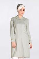 Hijab clothing KHAKI ALVİNA BEAD DETAIL TRENCH COAT 1298