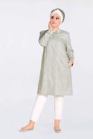 Hijab clothing KHAKI ALVİNA BEAD DETAIL TRENCH COAT 1298