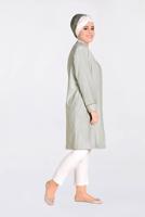 Hijab clothing KHAKI ALVİNA BEAD DETAIL TRENCH COAT 1298