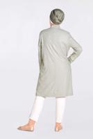 Hijab clothing KHAKI ALVİNA BEAD DETAIL TRENCH COAT 1298