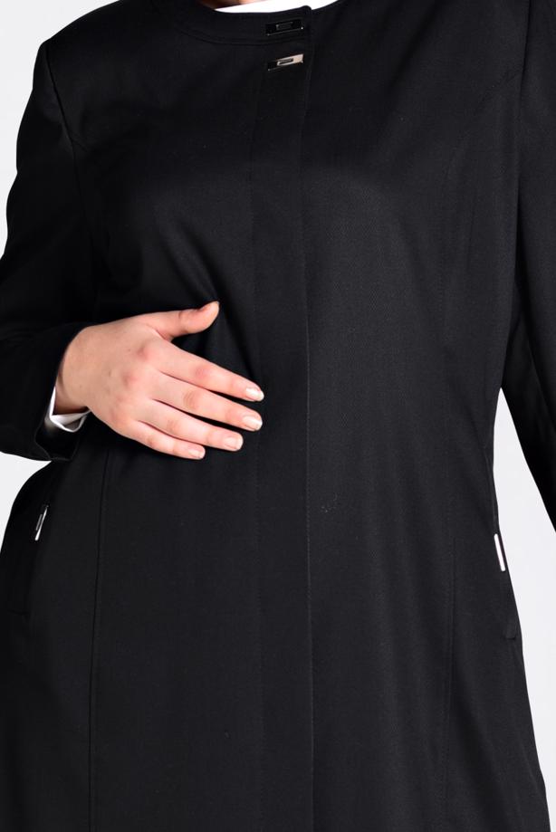 Vêtements hijab NOIR TRENCH COL ROND AVEC POCHE 1299 - TRENDTESETTÜR