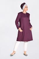 Hijab clothing PLUM CREW NECK TRENCH COAT WITH POCKET 1299 