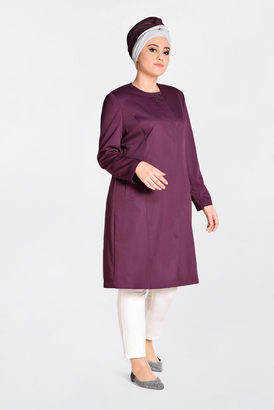 Vêtements hijab PRUNE TRENCH COL ROND AVEC POCHE 1299
