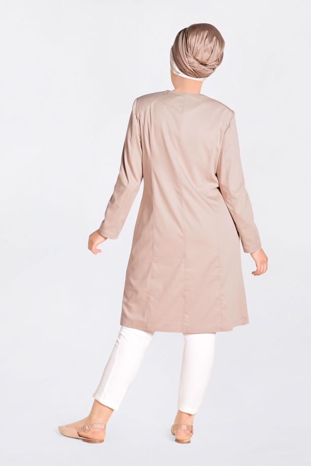 Vêtements hijab POUDRE TRENCH COL ROND AVEC POCHE 1299 - TRENDTESETTÜR