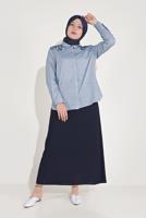 Vêtements hijab BLEU TUNIQUE EN COTON BRODÉ ALVİNA 20048
