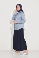 Vêtements hijab BLEU TUNIQUE EN COTON BRODÉ ALVİNA 20048
