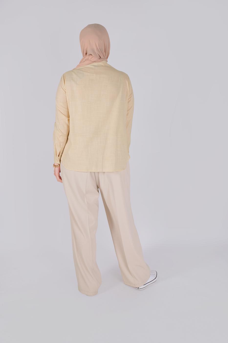 Vêtements hijab BRUN TUNIQUE EN COTON BRODÉ ALVİNA 20048