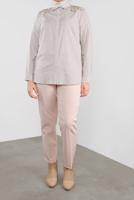 Vêtements hijab BEIGE TUNIQUE EN COTON BRODÉ ALVİNA 20048