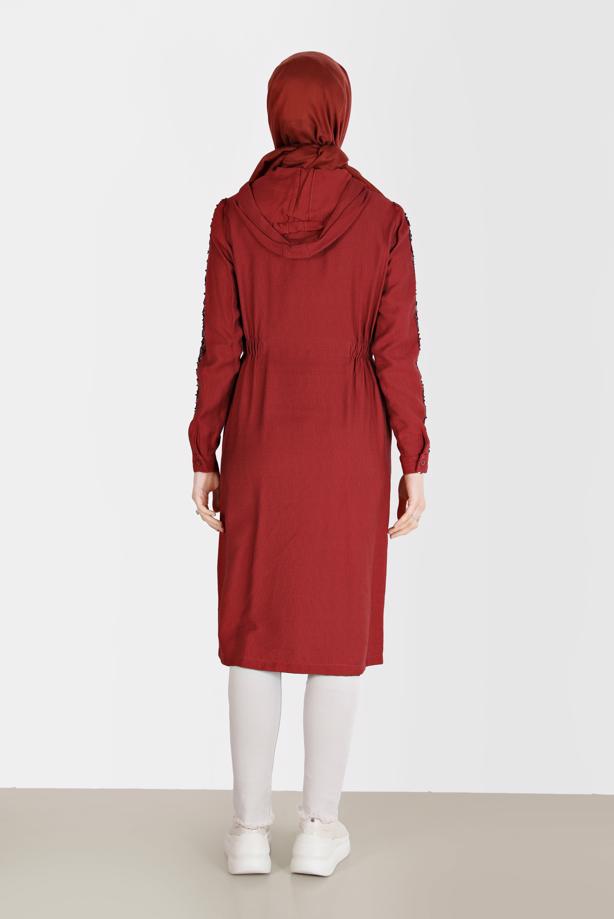 Vêtements hijab ROUGE BORDEAUX ALVİNA VESTE À PAILLETTES 40641 - TRENDTESETTÜR