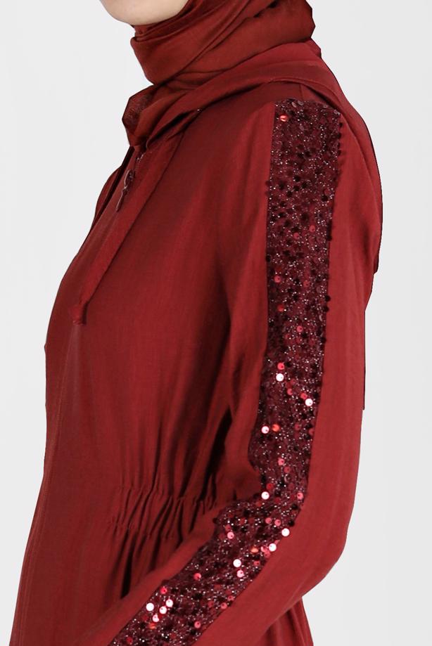 Vêtements hijab ROUGE BORDEAUX ALVİNA VESTE À PAILLETTES 40641 - TRENDTESETTÜR