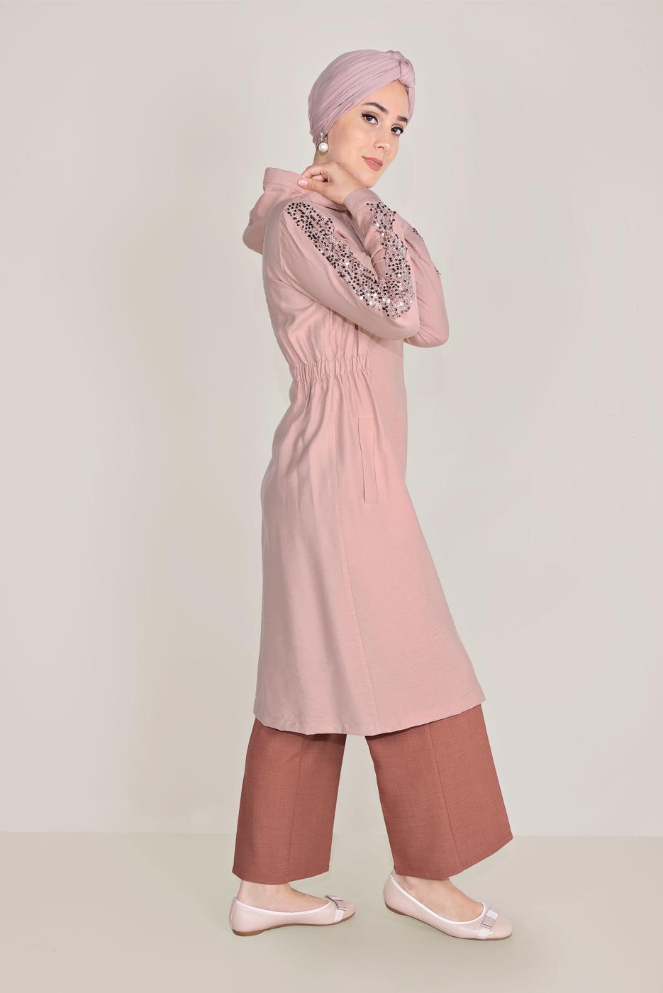 Tesettür giyim PUDRA ALVİNA PUL PAYET DETAYLI GİY ÇIK 40641 