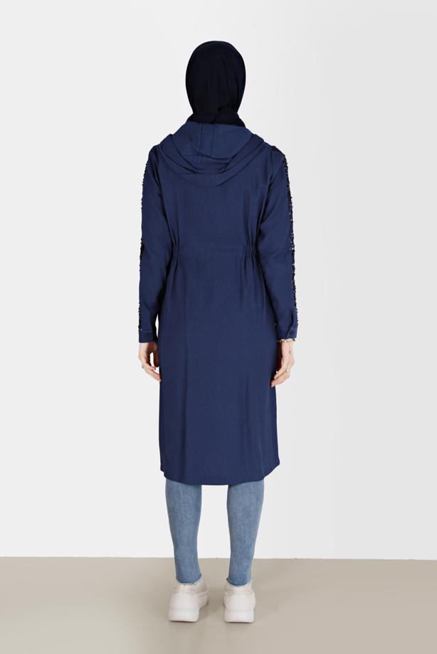 Vêtements hijab BLEU MARINE ALVİNA VESTE À PAILLETTES 40641 - TRENDTESETTÜR