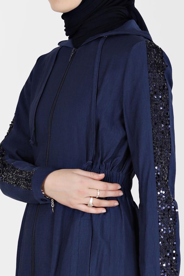 Vêtements hijab BLEU MARINE ALVİNA VESTE À PAILLETTES 40641 - TRENDTESETTÜR