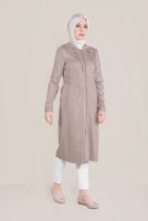 Tesettür giyim BEJ ALVİNA FİLE DETAYLI GİY ÇIK 40666