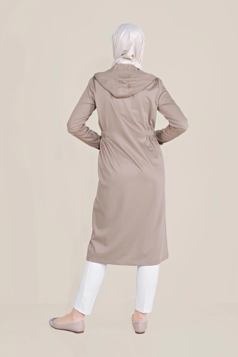 Tesettür giyim BEJ ALVİNA FİLE DETAYLI GİY ÇIK 40666