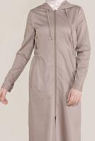 Tesettür giyim BEJ ALVİNA FİLE DETAYLI GİY ÇIK 40666