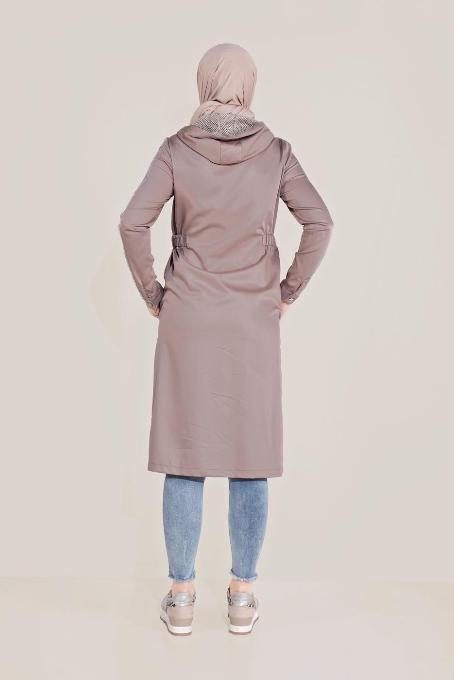 Tesettür giyim KAHVE ALVİNA FİLE DETAYLI GİY ÇIK 40666