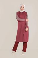Hijab clothing RED ALVİNA MESH DETAIL JACKET 40666