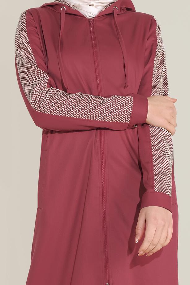 Vêtements hijab ROUGE ALVİNA VESTE EN MAILLE 40666 - TRENDTESETTÜR