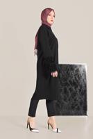 Vêtements hijab NOIR ALVİNA VESTE À FRANGES 40731