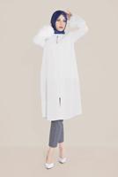 Vêtements hijab CRÈME ALVİNA VESTE À FRANGES 40731