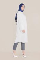 Vêtements hijab CRÈME ALVİNA VESTE À FRANGES 40731