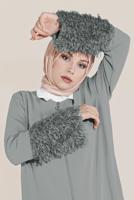 Hijab clothing GREY ALVİNA FRINGE DETAIL JACKET 40731 