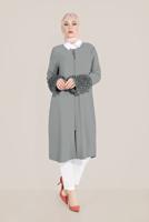 Hijab clothing GREY ALVİNA FRINGE DETAIL JACKET 40731 