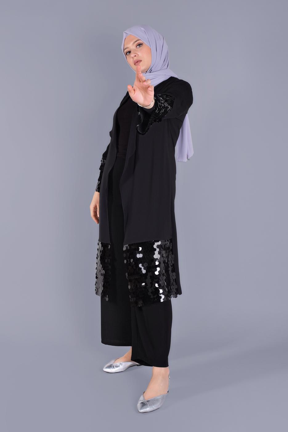 Hijab clothing BLACK ALVİNA SEQUIN DETAIL JACKET 40882 