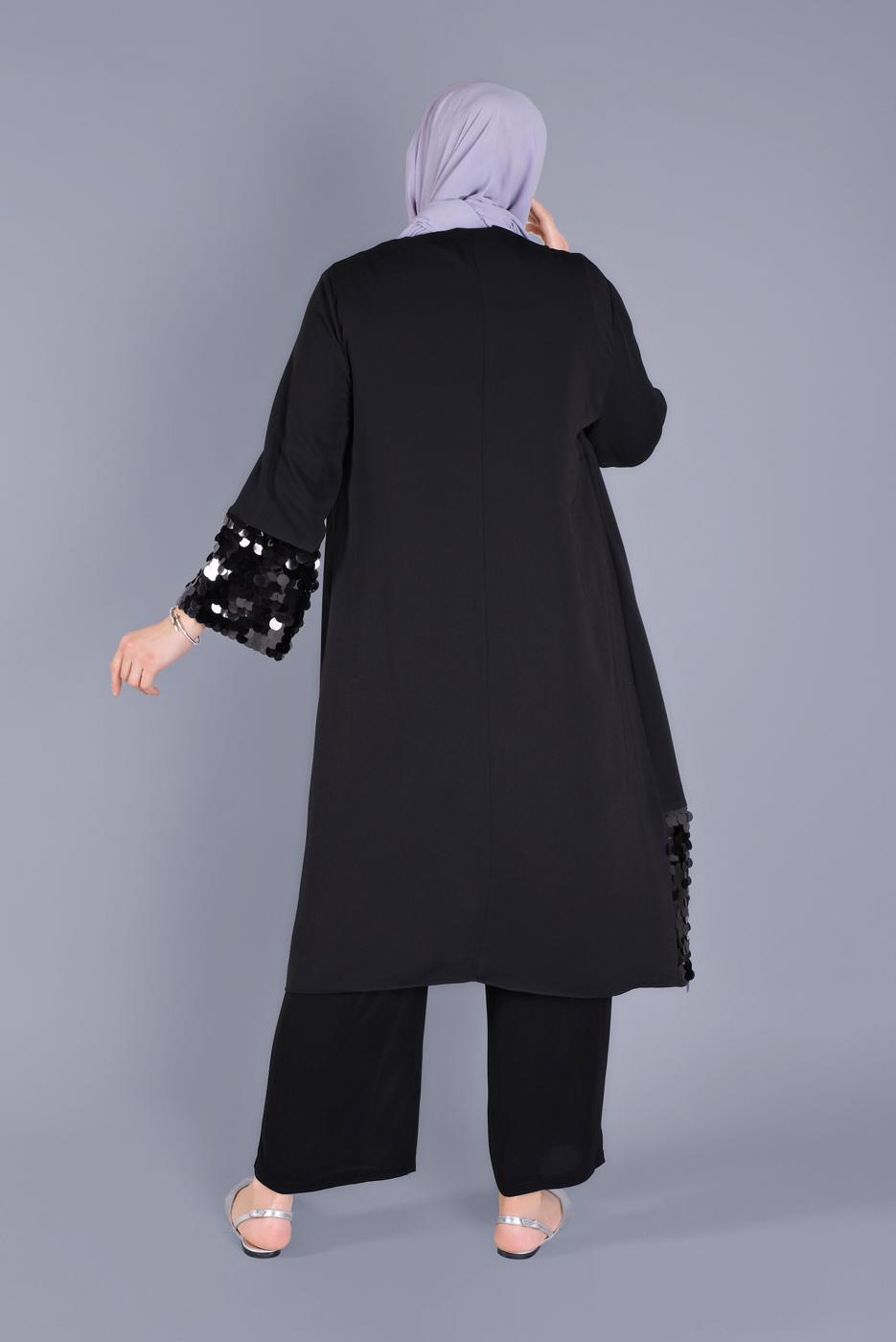 Vêtements hijab NOIR ALVİNA VESTE À PAILLETTES 40882
