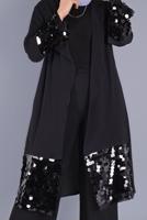 Vêtements hijab NOIR ALVİNA VESTE À PAILLETTES 40882