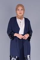 Vêtements hijab BLEU MARINE ALVİNA VESTE À PAILLETTES 40882