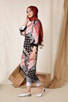 Hijab clothing RED ALVİNA PATTERNED FRINGED KIMONO 4936 