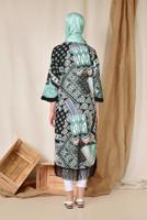 Hijab clothing GREEN ALVİNA PATTERNED FRINGED KIMONO 4936 