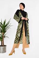 Vêtements hijab KAKI ALVİNA MOTIF LÉOPARD KIMONO 4963