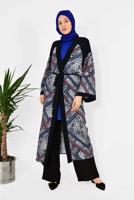 Tesettür giyim GRİ ALVİNA LEOPAR DESENLİ KİMONO 4963 