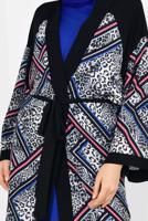 Tesettür giyim GRİ ALVİNA LEOPAR DESENLİ KİMONO 4963 