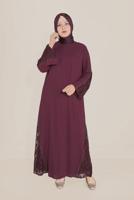 Vêtements hijab POURPRE ALVİNA ROBE GUIPURE DÉTAILS GEM 20031
