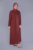 Vêtements hijab ROUGE BORDEAUX ROBE DÉTAIL GUIPURE 20053