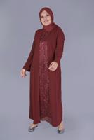 Vêtements hijab ROUGE BORDEAUX ROBE DÉTAIL GUIPURE 20053