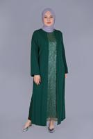 Vêtements hijab VERT ROBE DÉTAIL GUIPURE 20053