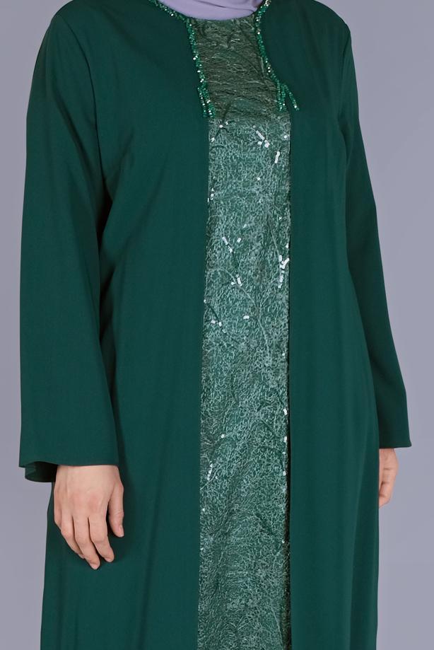 Vêtements hijab VERT ROBE DÉTAIL GUIPURE 20053 - TRENDTESETTÜR