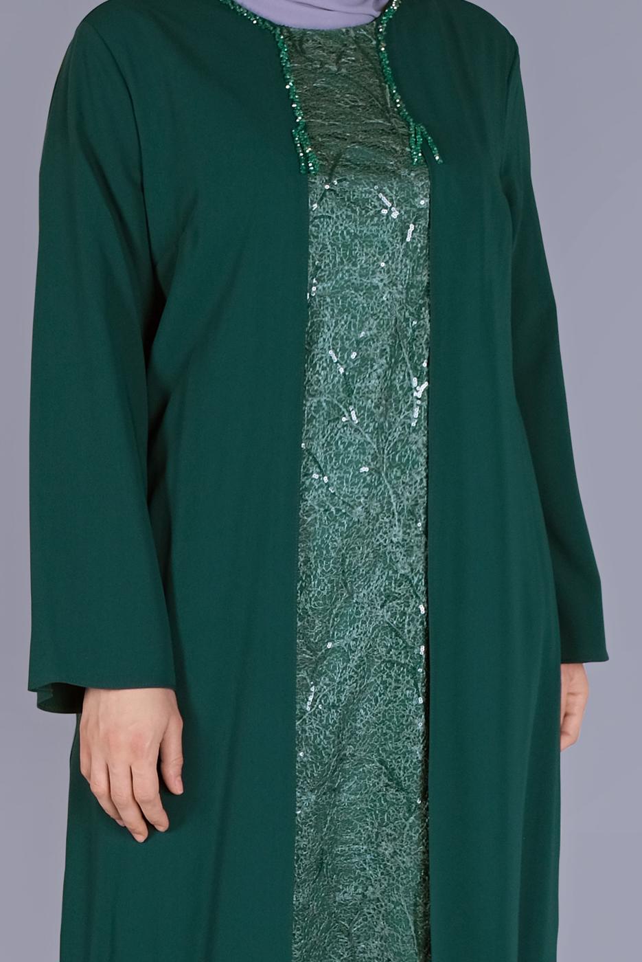Vêtements hijab VERT ROBE DÉTAIL GUIPURE 20053