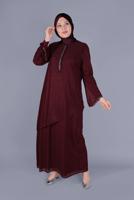 Hijab clothing CLARET RED ALVİNA GEM DETAIL SILVERY DRESS 20057 