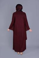 Hijab clothing CLARET RED ALVİNA GEM DETAIL SILVERY DRESS 20057 
