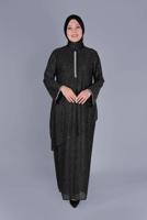 Vêtements hijab NOIR ROBE ARGENTÉE ALVİNA GEM DETAIL 20057