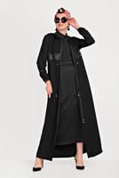 Tesettür giyim SİYAH ALVİNA YÜKSEK BEL SATEN ETEK 60062 