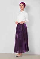 Tesettür giyim SİYAH ALVİNA SİMLİ PİLİSELİ ETEK 6360 